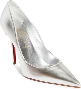Christian Louboutin Miss Z Pointed Toe Pump in Silver at Nordstrom, Size 10.5Us