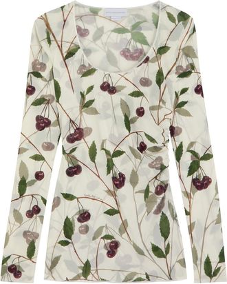 Stella McCartney Stella Mccartney Cherry Print Mesh top - Cream - XL (UK16 / XL)