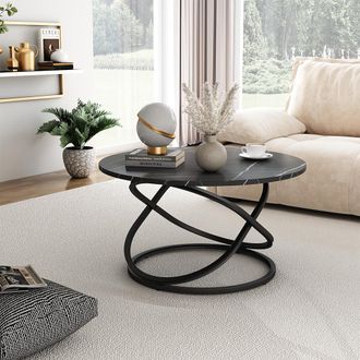 Vicco Mesa De Centro Calgary, Negro, 79.5 X 62 Cm Con Amplia Superficie De Trabajo