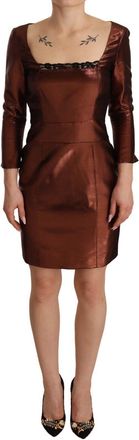 Gianfranco Ferre Metallisch Mini Jurk Vierkante Hals 34 Mouwen