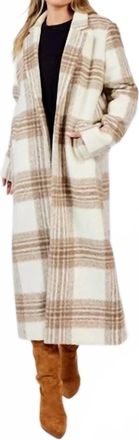 Sadie & Sage Zella Plaid Long Coat In Dream White