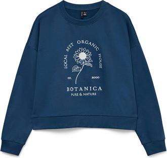 Vero Moda Sweatshirt VERO MODA VMULLA TRINA LS SWEAT BOX JRS, Damen, Gr. XL, schwarz denim print:local, Sweatware, Obermaterial: 60% Baumwolle, 40% Polyester, b