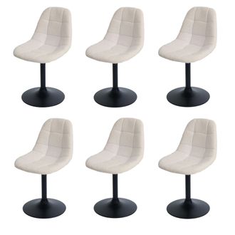 Hhg Hhg - Lote De 6 Silla De Comedor 842, Silla De Cocina Silla Giratoria, Acero Mvg Tela/textil Boucl&eacute; (450g/m&sup2;), Beige