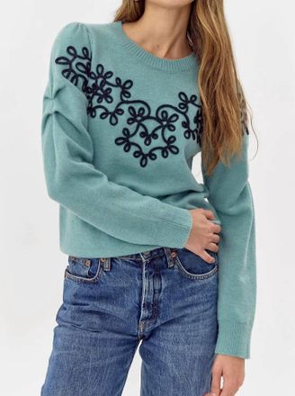 Greylin Cooper Embroidered Sweater In Misty Blue