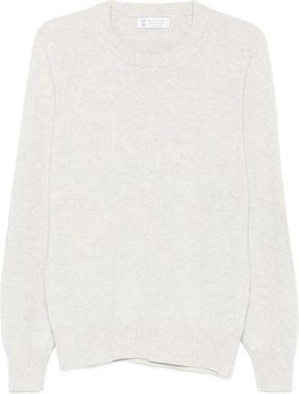 Brunello Cucinelli Trui met ronde hals - Heren - Cashmere truien - Grijs - L - Kasjmier - Truien & Vesten