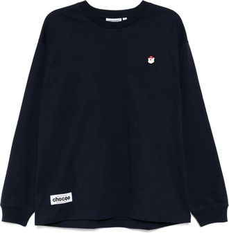 Chocoolate logo-patch T-shirt - men - Cotton - L - Blue