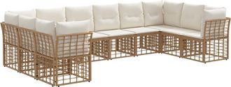 vidaXL Conjunto De Sof&aacute;s De Exterior 10 Plaza Natural Y Crema Vidaxl