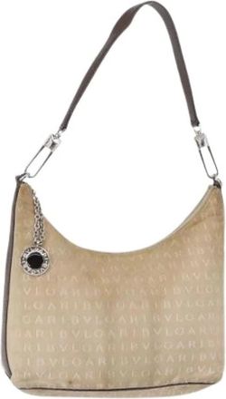 Bulgari Pre-owned Shoulder Bags, female, Beige, Size: ONE SIZE Pre-owned Canvas Shoulder Bag