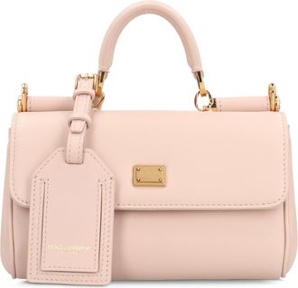 Dolce & Gabbana Womens Handbag My Sicily Black Pink Calf Handbags Hand Bags