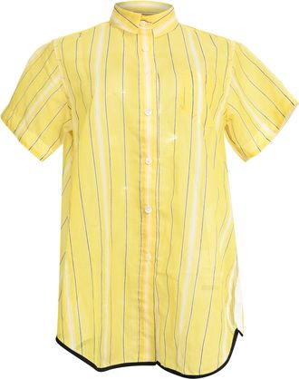 sacai Striped Loose-Fit Shirt in Yellow Polyester