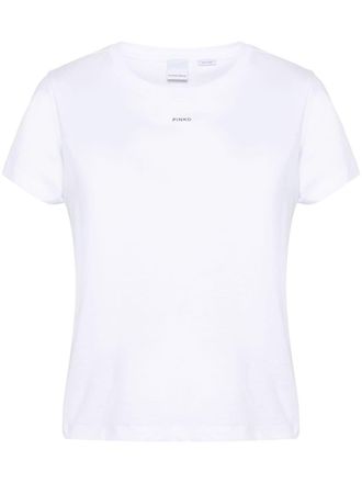 Pinko logo-print cotton T-shirt - women - Cotton - M - White
