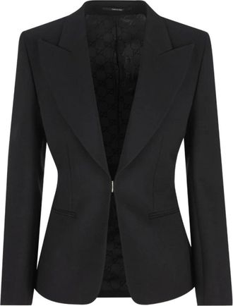 Gucci Jassen, Dames, Zwart, M, Wol, Technical Stretch Wollen Jas