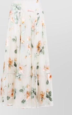 Zimmermann silk printed ruffled flared midi skirt
