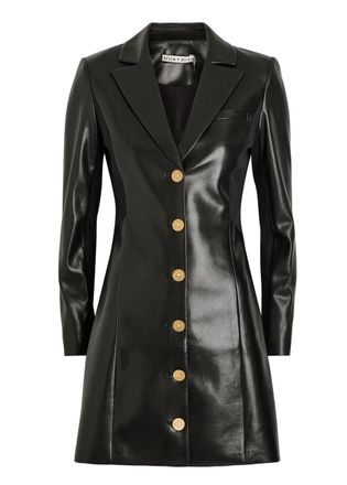 Alice & Olivia Michelle Faux Leather Mini Blazer Dress - Black - 0 (UK4 / Xxs)
