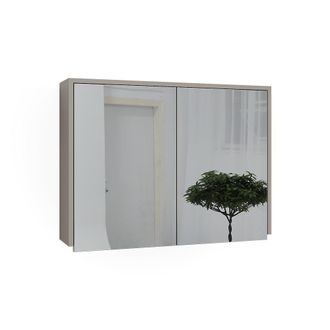 Vicco Armario Con Espejo Para Ba&ntilde;o J-shape, Cachemira, 80 X 60 Cm Con 2 Compartimentos Cerrados, Vicco