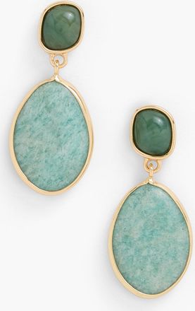 Talbots Double Drop Earrings - Aqua/Gold - 001 Talbots