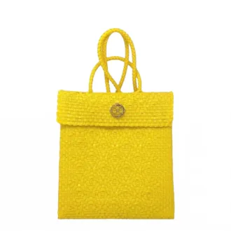 Lola's Bag Womens Small Handmade Woven Backpack In Yellow