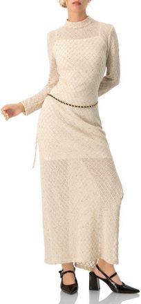Ivonne High Neck Knitted Long Dress in Natural at Nordstrom, Size 10