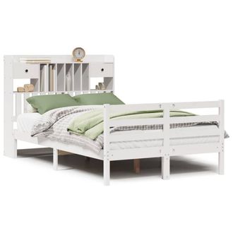 Berkfield Home Bookcase Bed without Mattress White 135x190 cm Doouble Solid Wood Pine