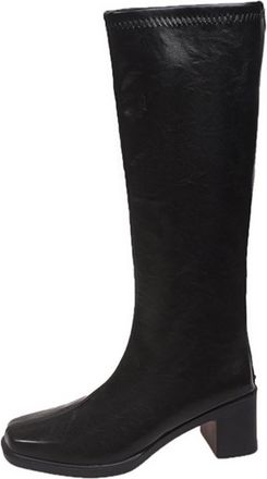Generic Black Pull On Boots with Fashionable Heel and Functional Zipper for Easy Wear and A Chic Cold Weather Look
