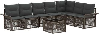 vidaXL Conjunto De Sof&aacute;s De Jard&iacute;n 8 Uds. Gris Rat&aacute;n Sint&eacute;tico Vidaxl