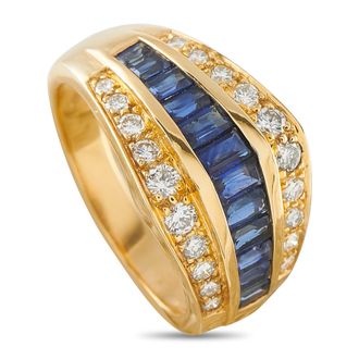 Luxury Bazaar 18K Yellow Gold 0.40ct Diamond and Sapphire Ring MF29-080326