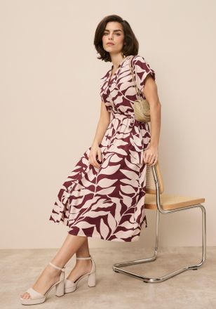 Tamaris Hemdblusenkleid TAMARIS, Damen, Gr. 34, N-Gr, sand gemustert, Web, Obermaterial: 100% Viskose, gemustert, tailliert ca. Mitte Wade, V-Ausschnitt, Klei