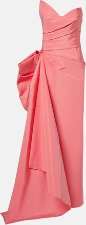 Monique Lhuillier Abito bustier asimmetrico in seta con drappeggio