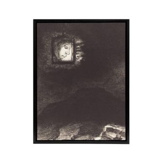 Artery8 Glimmering Head Suspended Redon Vintage Black Framed Canvas Wall Art in Grey | Size: W24 x H32