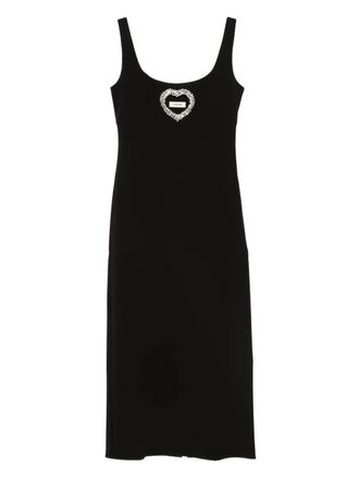 Sandro heart-embellished sleeveless midi dress - women - Polyester/Viscose/Elastane/Polyester - 42 - Black