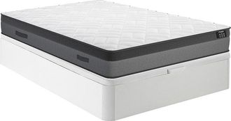 Vente-Unique Conjunto de canap&eacute; abatible de 160 x 200 cm blanco + colch&oacute;n de muelles ensacados y viscoel&aacute;stica de 24cm de grosor - ILUSI&Oacute;N de YSM&Eacute;E