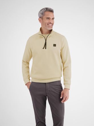 Lerros Sweatshirt LERROS Herren Troyer in sportiver Struktur, Herren, Gr. M, foam wei&szlig;, 83% Baumwolle, 16% Polyester, 1% Elasthan, Sweatshirts Sweatshirt