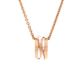 Bulgari B. Zero1 Design Legend Zaha Hadid Pendant Necklace 18K Rose Gold with Ceramic