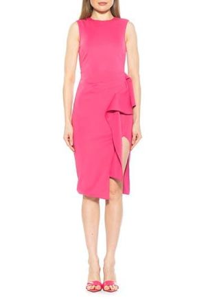 Alexia Admor Valeri Asymmetric Ruffle Cocktail Dress in Hot Pink at Nordstrom Rack, Size X-Large