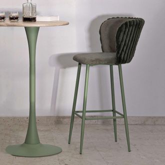 Dmora Silla Kalpa, Acolchada, Set De 2 Con Respaldo, Estructura De Madera Noble, 55x58x106h Cm Verde