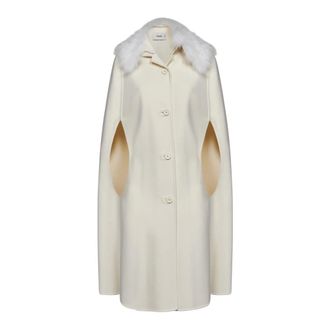 Fendi Cape - Dames - Jassen - Wit - Maat: S Wol