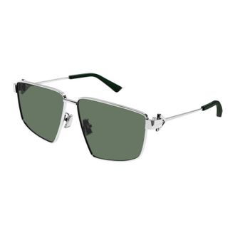 Bottega Veneta Square Full-Rim Metal Sunglasses - Silver