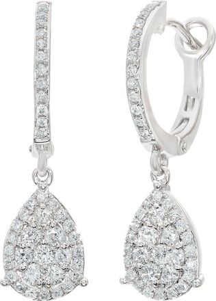Jewelco London 18ct White Gold Round 0.55ct Diamond Halo Drop Earrings - DE1AXL506-18KW