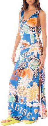 Maaji Tropical Bliss Jasmine Cover-Up Maxi Dress in Bright Blue at Nordstrom Rack, Size Medium