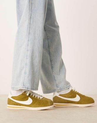 Nike Cortez Suede sneakers in green and white
