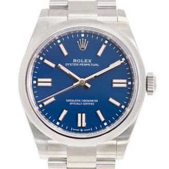 Rolex Pre-owned Rolex Oyster Perpetual Automatic Chronometer Blue Dial Mens Watch M134300-0009
