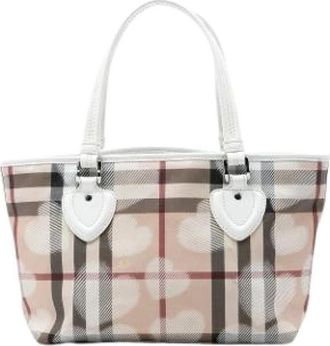 Burberry Pre-owned Heart Print Tote - Dames - Vintage Schoudertas - Beige - ONE Size - Leer - Vintage