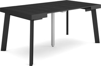 Skraut Home Mesa Consola Extensible, Mesa Comedor Plegable, 160, Para 8 Comensales, Patas De Madera, Estilo Moderno, Negro - Skraut Home