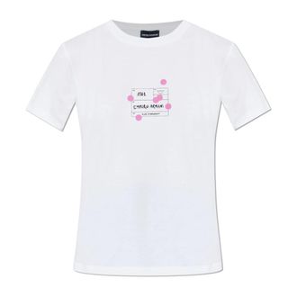 Emporio Armani T-Shirts, female, White, Size: XL ASV Jersey T-shirt with eagle print