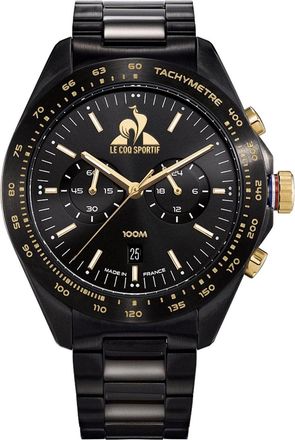 Le Coq Sportif Mens Accessories Black Steel 42mm Digital Watch in Black/Gold - One Size