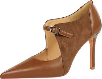 Generic Womens Pumps Stiletto High Heel 9.5CM Slip-on Ankle High Retro Pointed Toe Wedding Evening Party Court Shoes-Numeric_10_Point_5 Brown