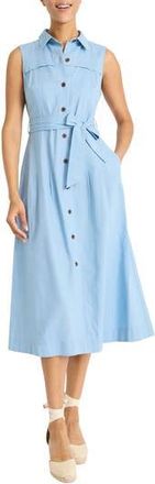 Maggy London Sleeveless Linen Blend Shirtdress in Blissful Blue at Nordstrom Rack, Size 18 (Similar To 16W)