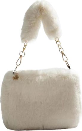 Generic Womens Plush Bags Women Plush Tote Handbag Casual Furry Satchel Bag Versatile Fluffy Shoulder Soft Cute Fall Winter Female Purse(WHITE)