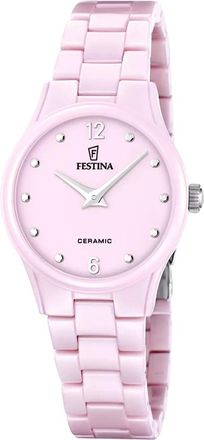 Festina Rond Keramisch Horloge - unisex - Horloges - Roze - ONE Size - Accessoires