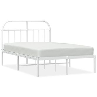 Berkfield Home Metal Bed Frame with Headboard White 120x190 cm Small Double